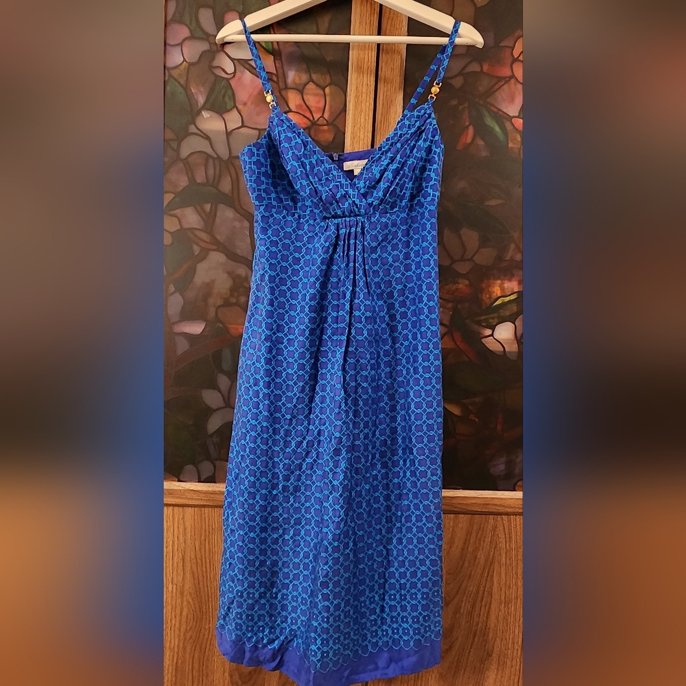 Shoshanna Silk Blue Chain Dress (6)